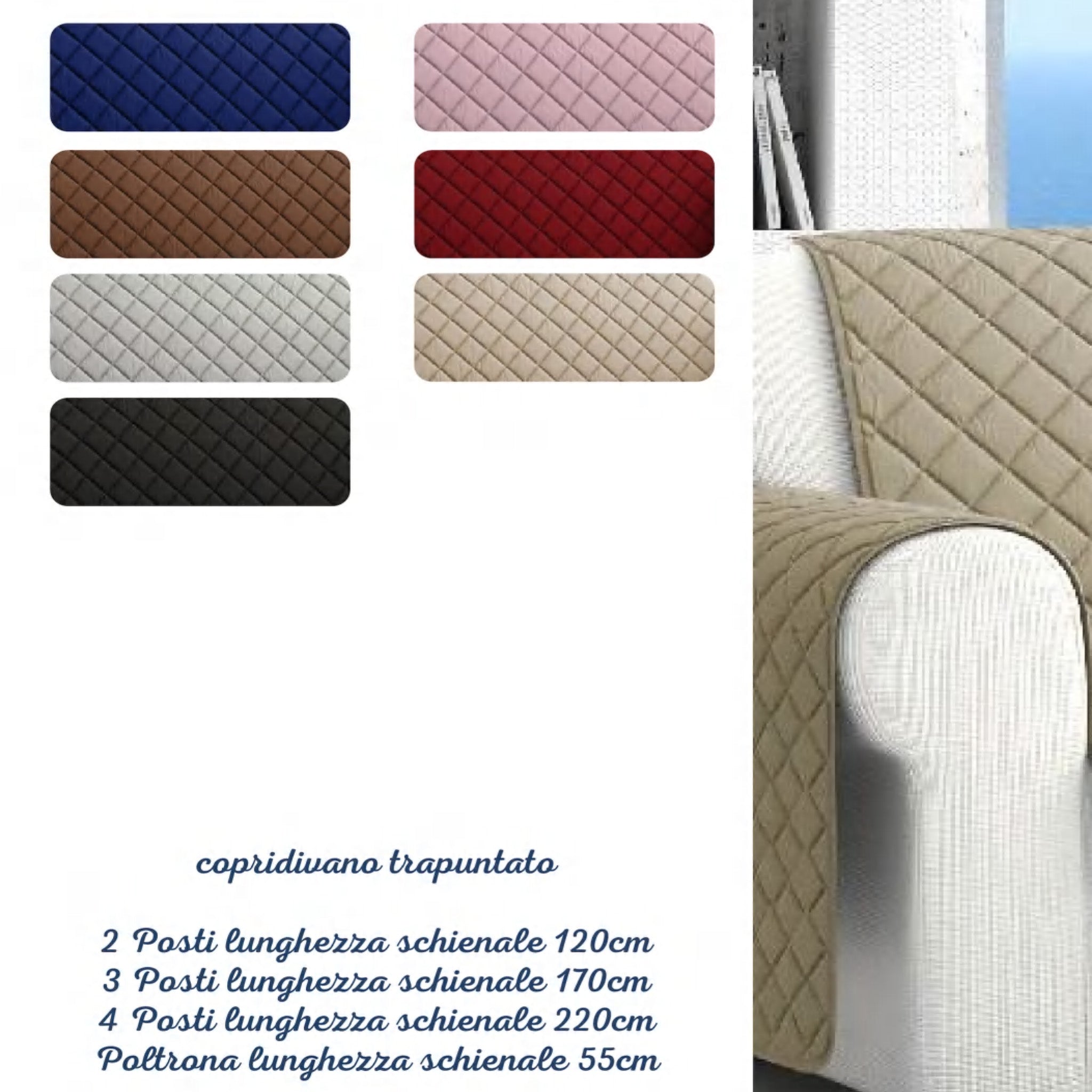 Copridivano salvadivano trapuntato 2 posti Revers double face Irge