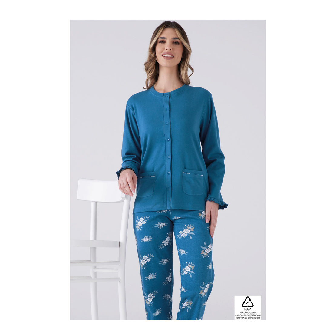 pigiama donna in caldo cotone a giacca