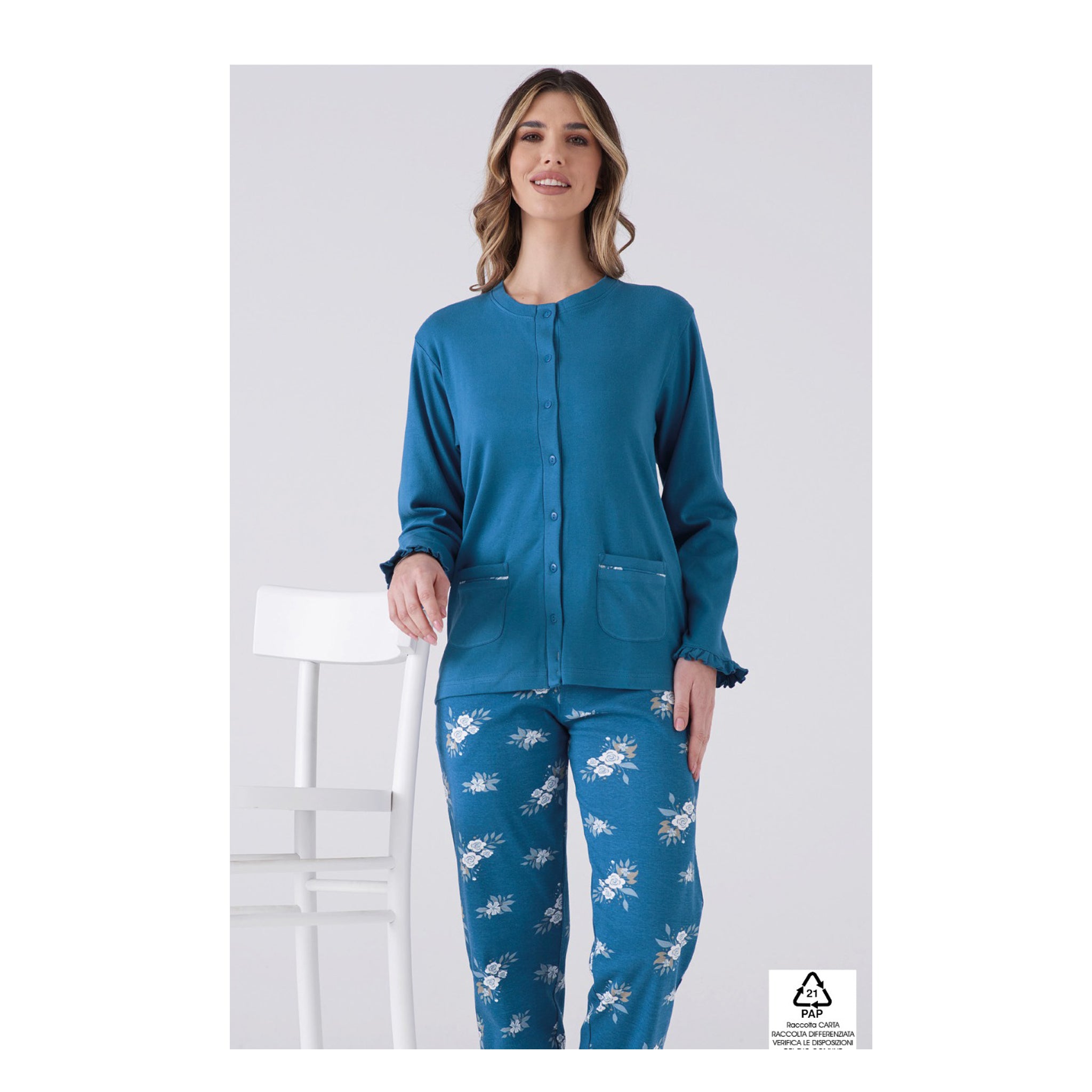 pigiama donna in caldo cotone a giacca