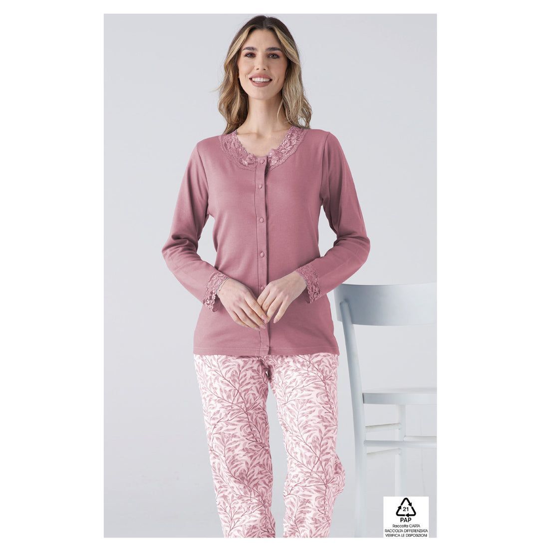 pigiama donna in caldo cotone a giacca