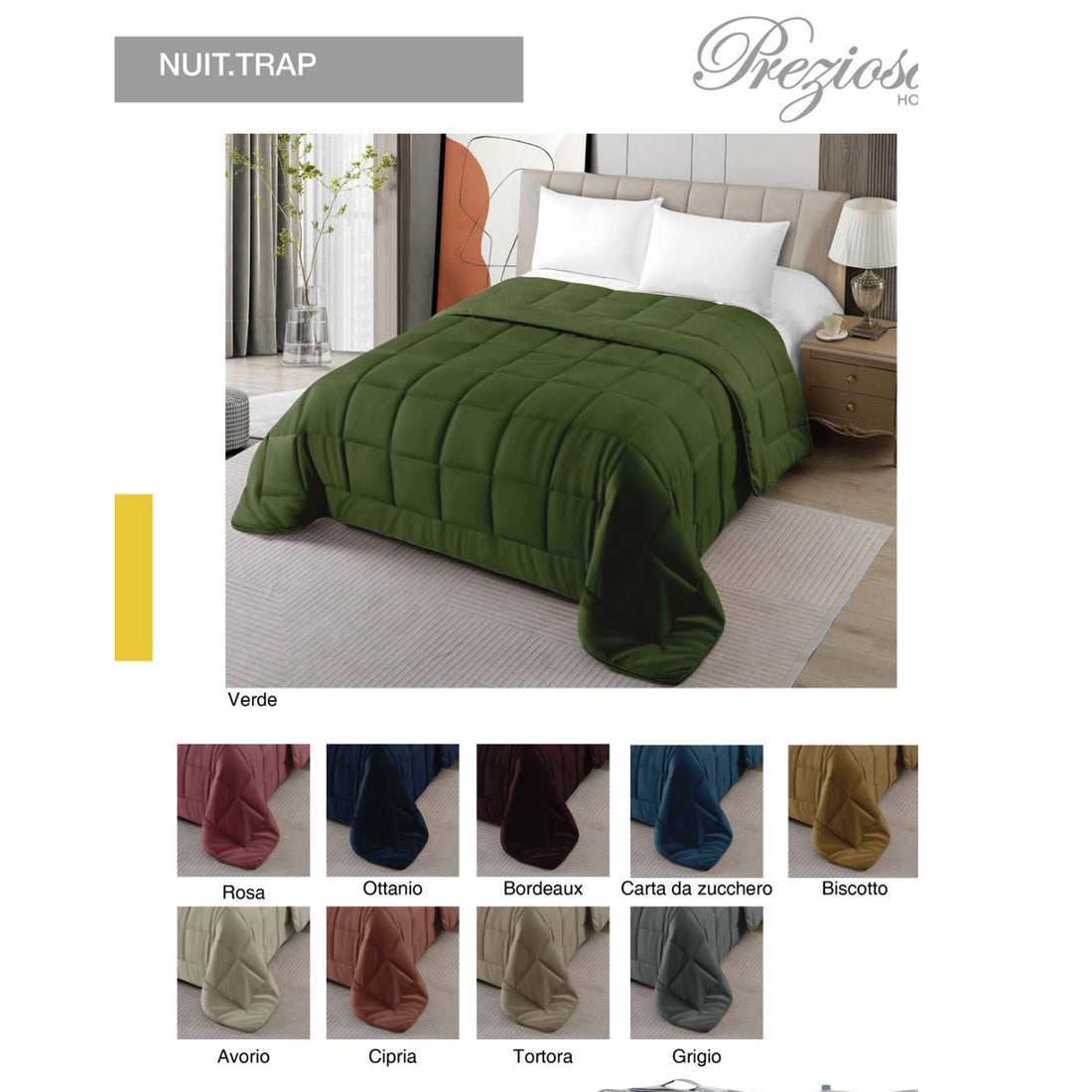 Trapunta 1 piazza in velluto Nuit 700gsm misura 180x260 Preziosa