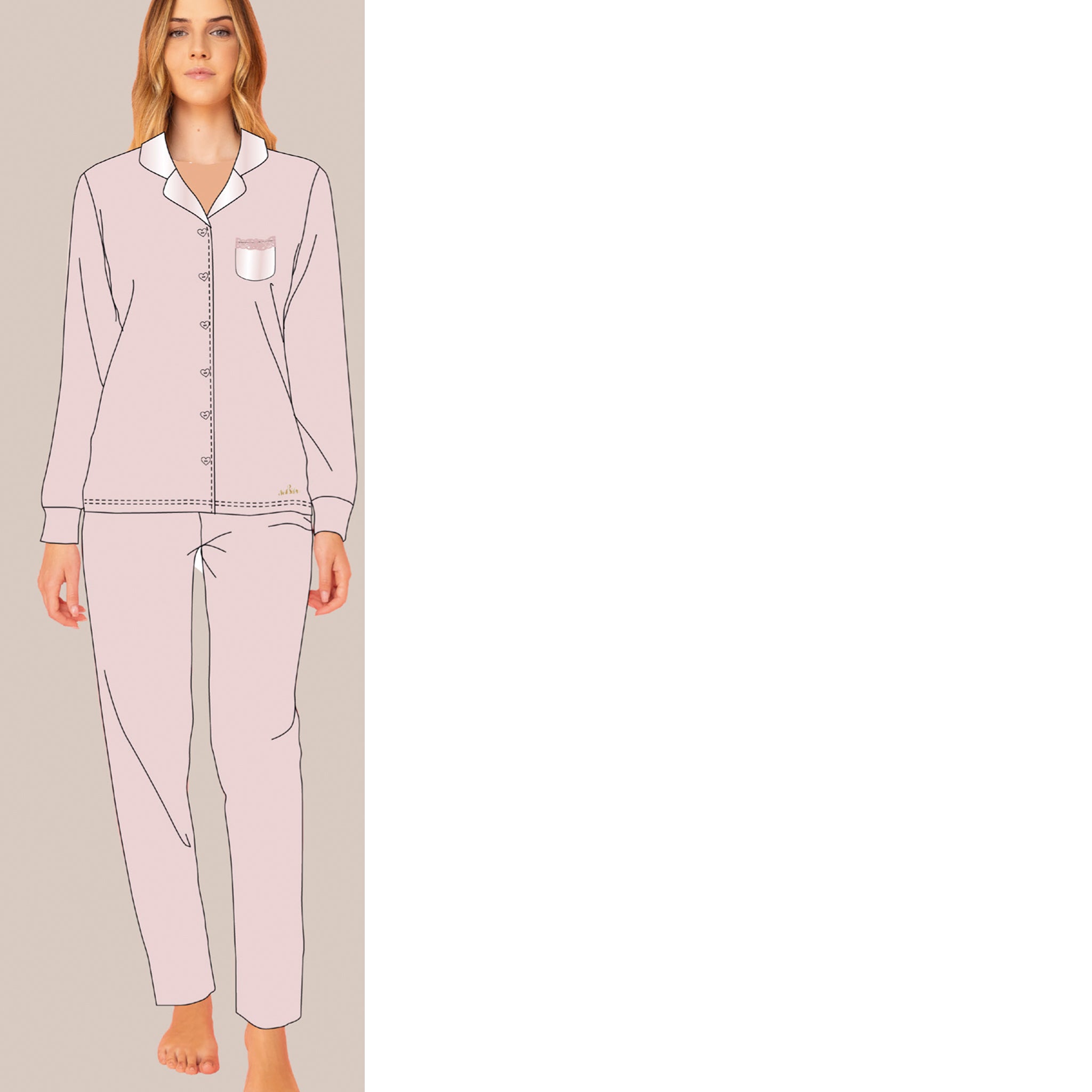 pigiama donna caldo cotone aperto avanti