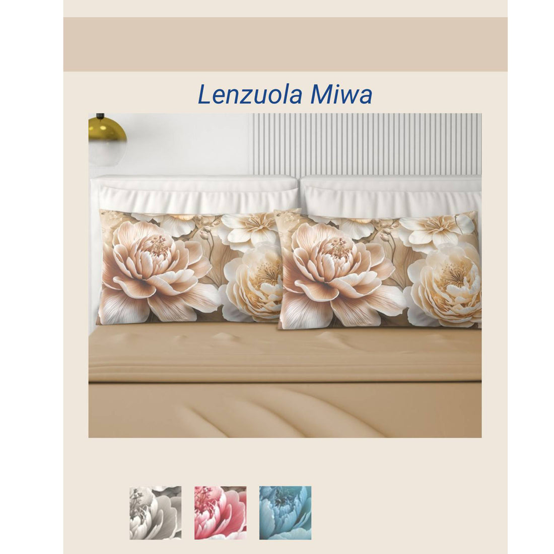 Completo letto matrimoniale digitale Piume 2 posti cotone Irge 4 federe