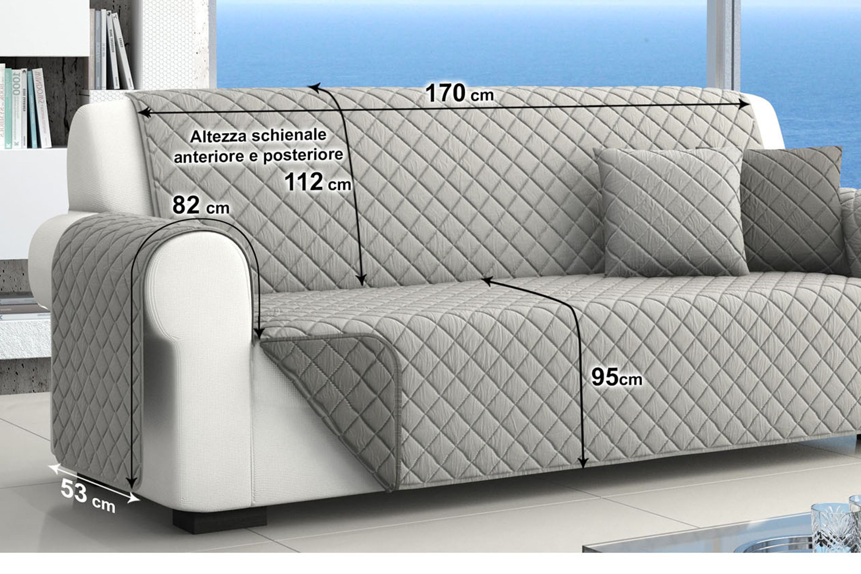 Copridivano salvadivano trapuntato 2 posti Revers double face Irge