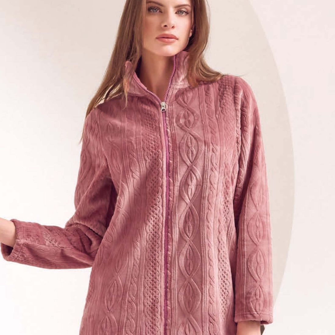 Vestaglia donna full zip in coral treccie Lormar