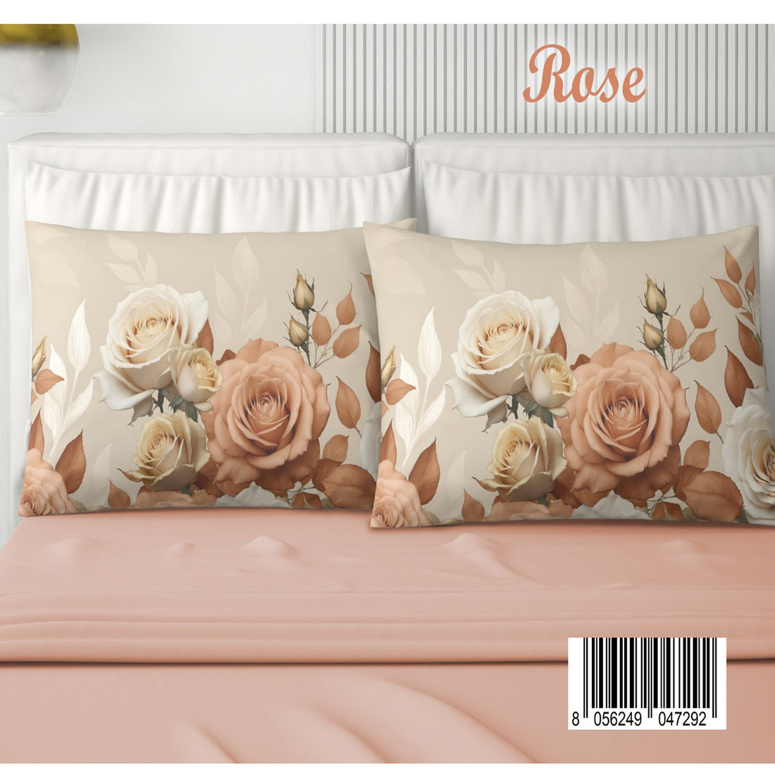 Completo letto matrimoniale digitale Rose 2 posti 100% cotone Irge 4 federe