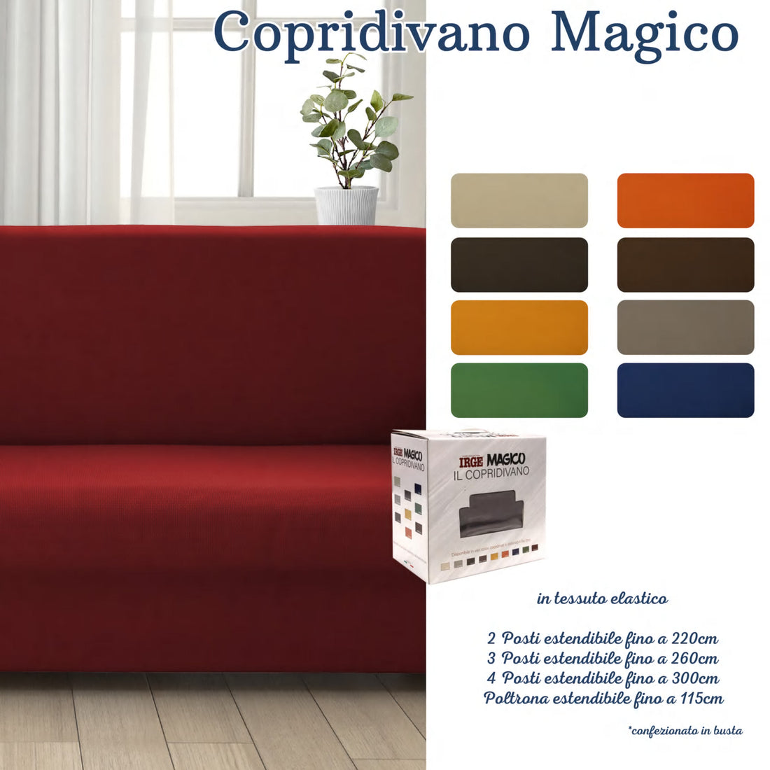 Copridivano Magico elastico 3 posti Irge tessuto elastico ottima vestibilita&