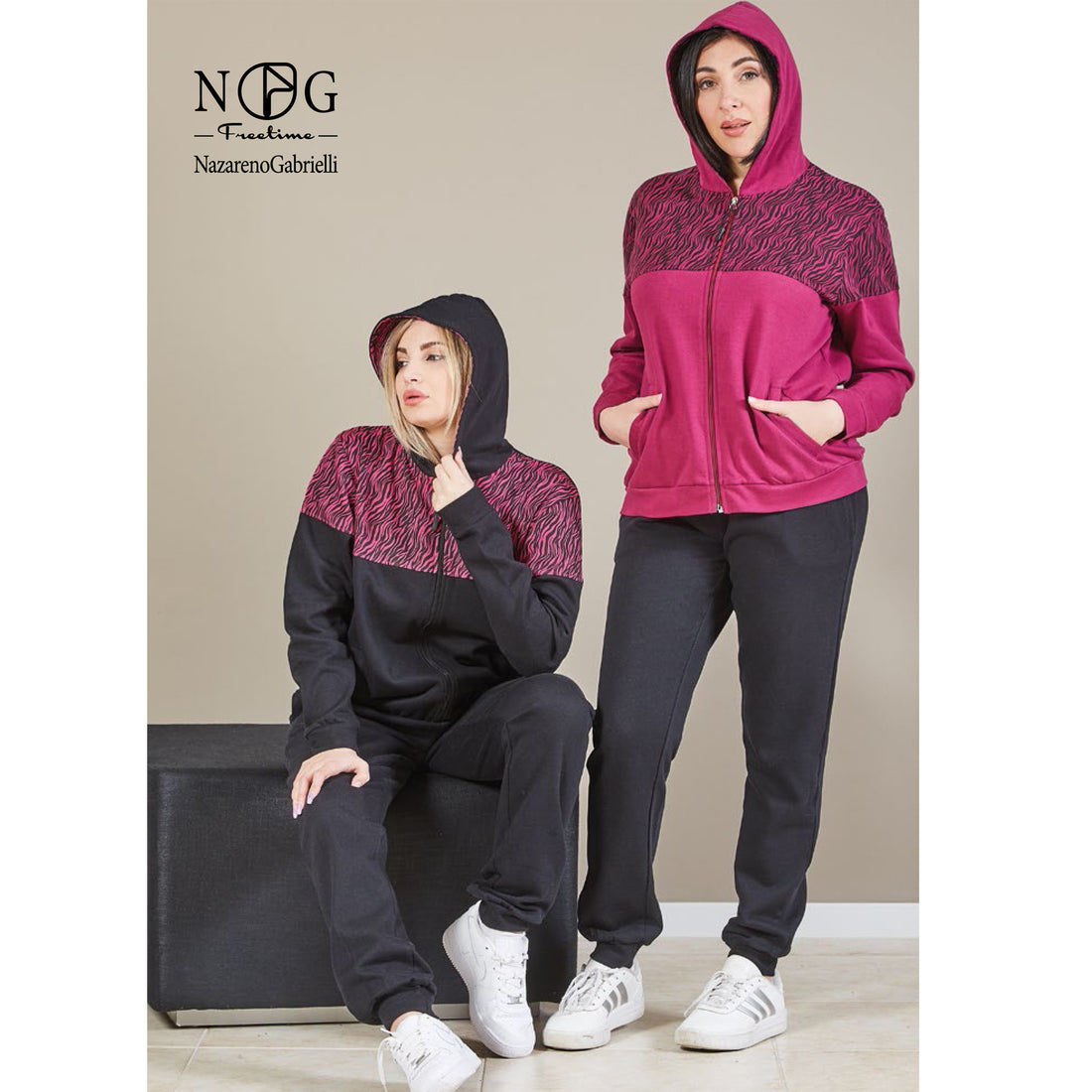 Tuta donna in felpa full zip con cappuccio Nazareno Gabrielli