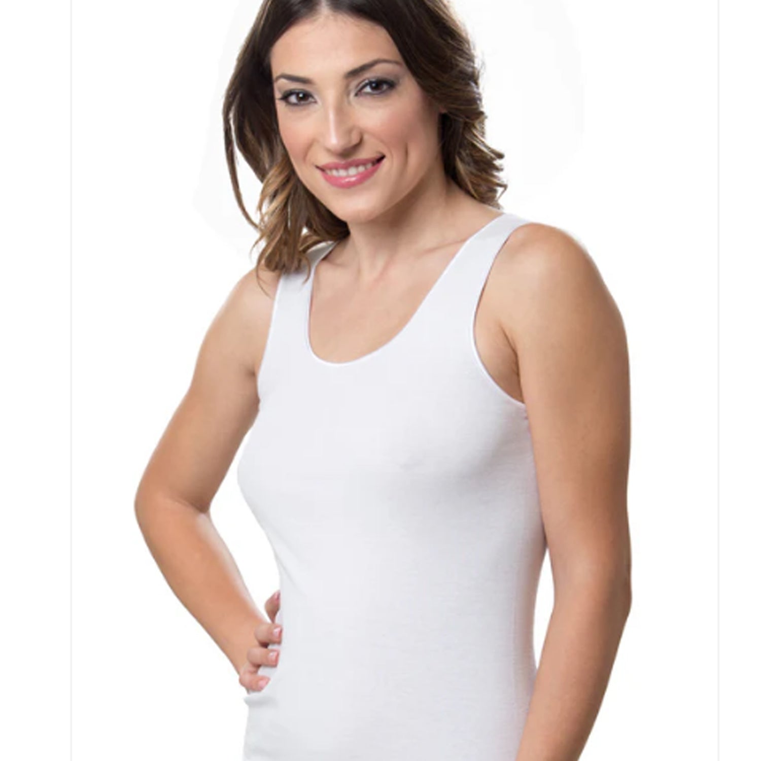 Camiseta de tirantes de mujer con hombros anchos y borde liso Intissimo