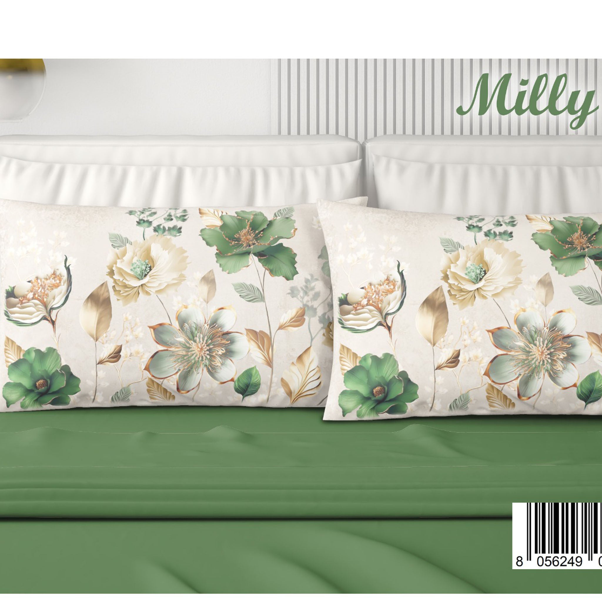 Completo letto matrimoniale digitale Milly 2 posti 100% cotone Irge con 4 federe