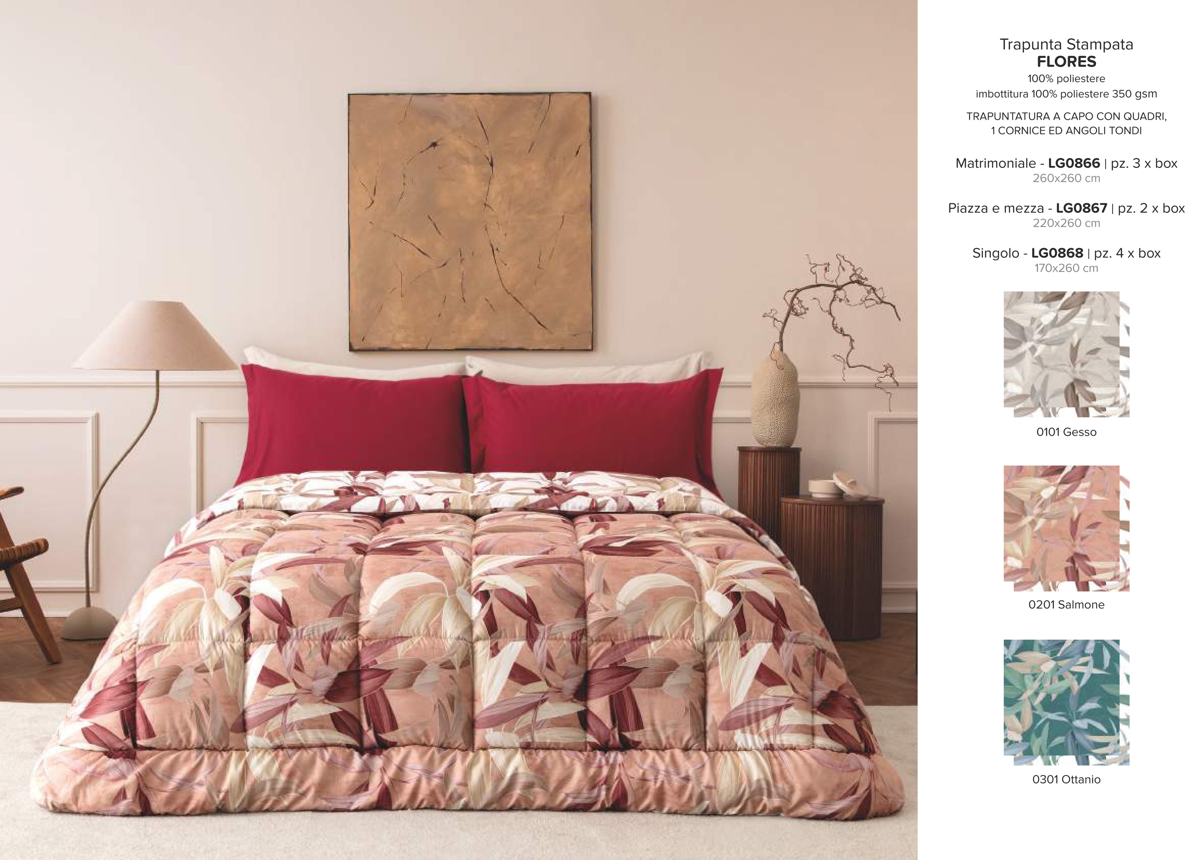 trapunta stampata microfibra flores