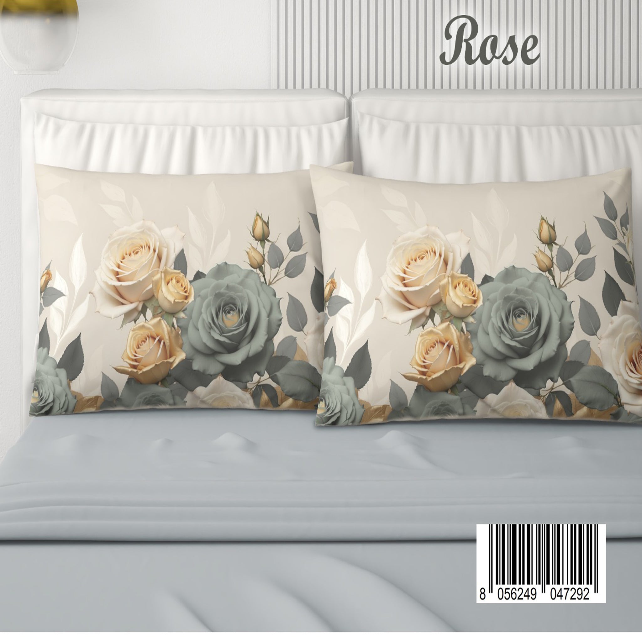 Completo letto matrimoniale digitale Rose 2 posti 100% cotone Irge 4 federe