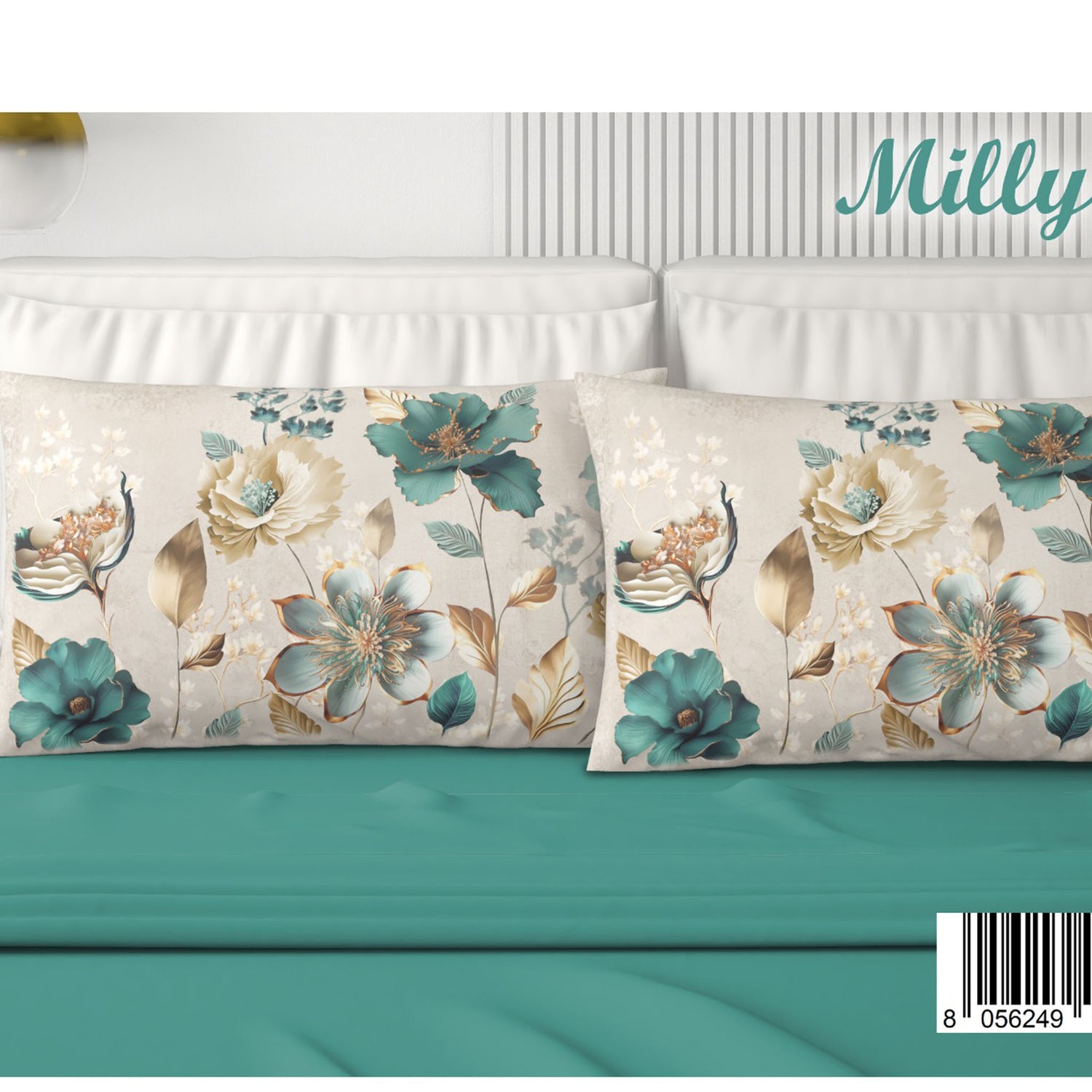 Completo letto matrimoniale digitale Milly 2 posti 100% cotone Irge con 4 federe