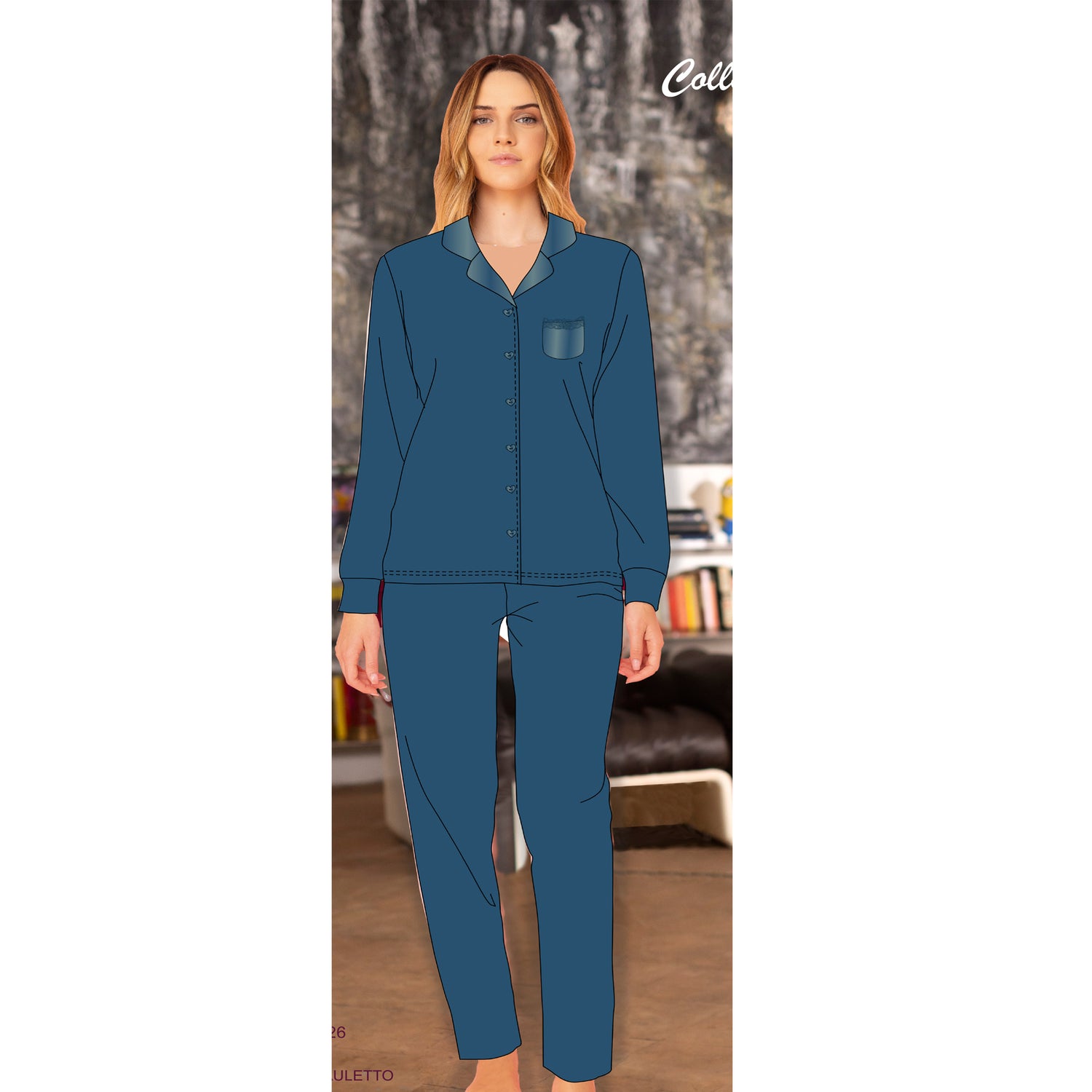 pigiama donna caldo cotone aperto avanti