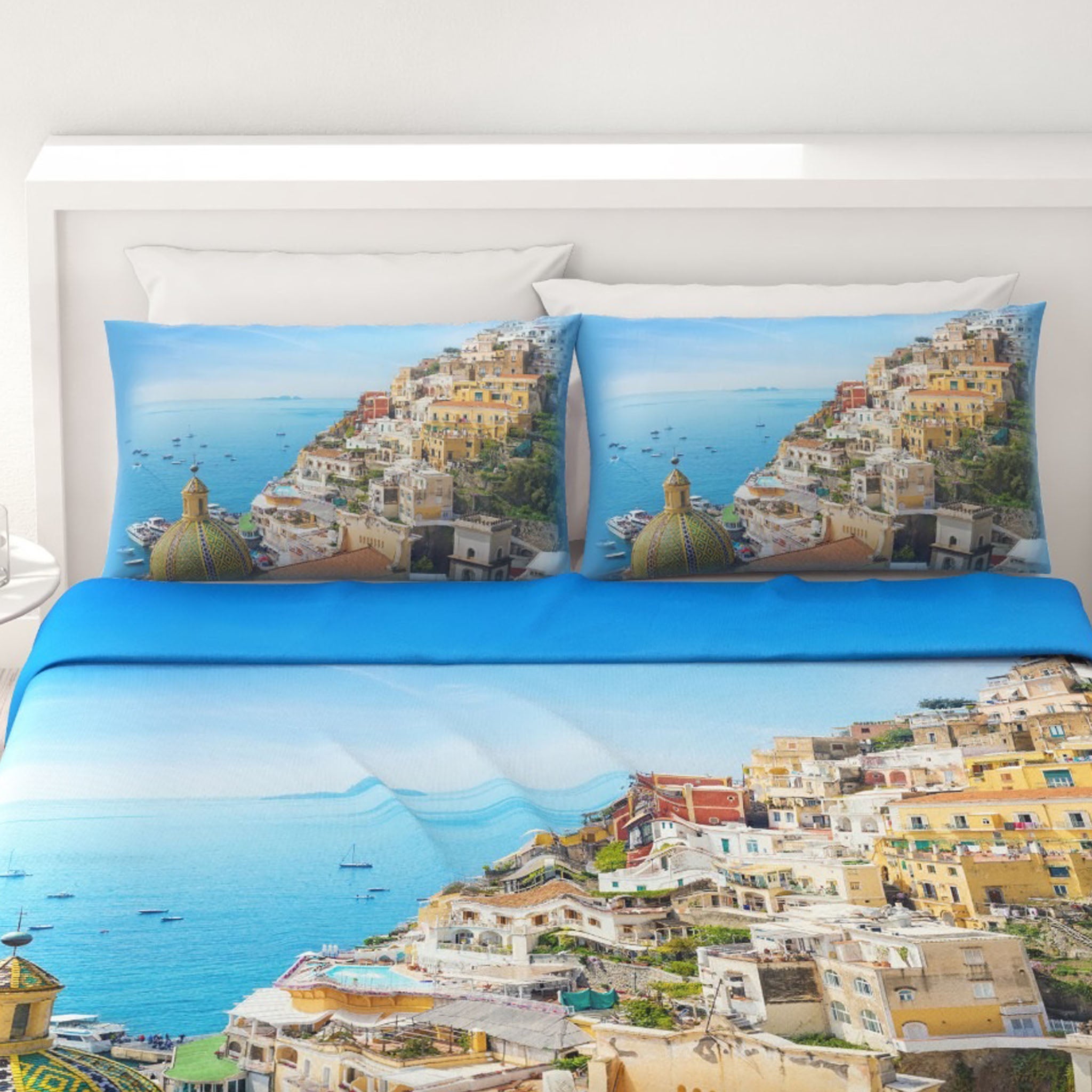 Positano Completo letto 2 posti digitale Irge con 4 federe cotone 100%