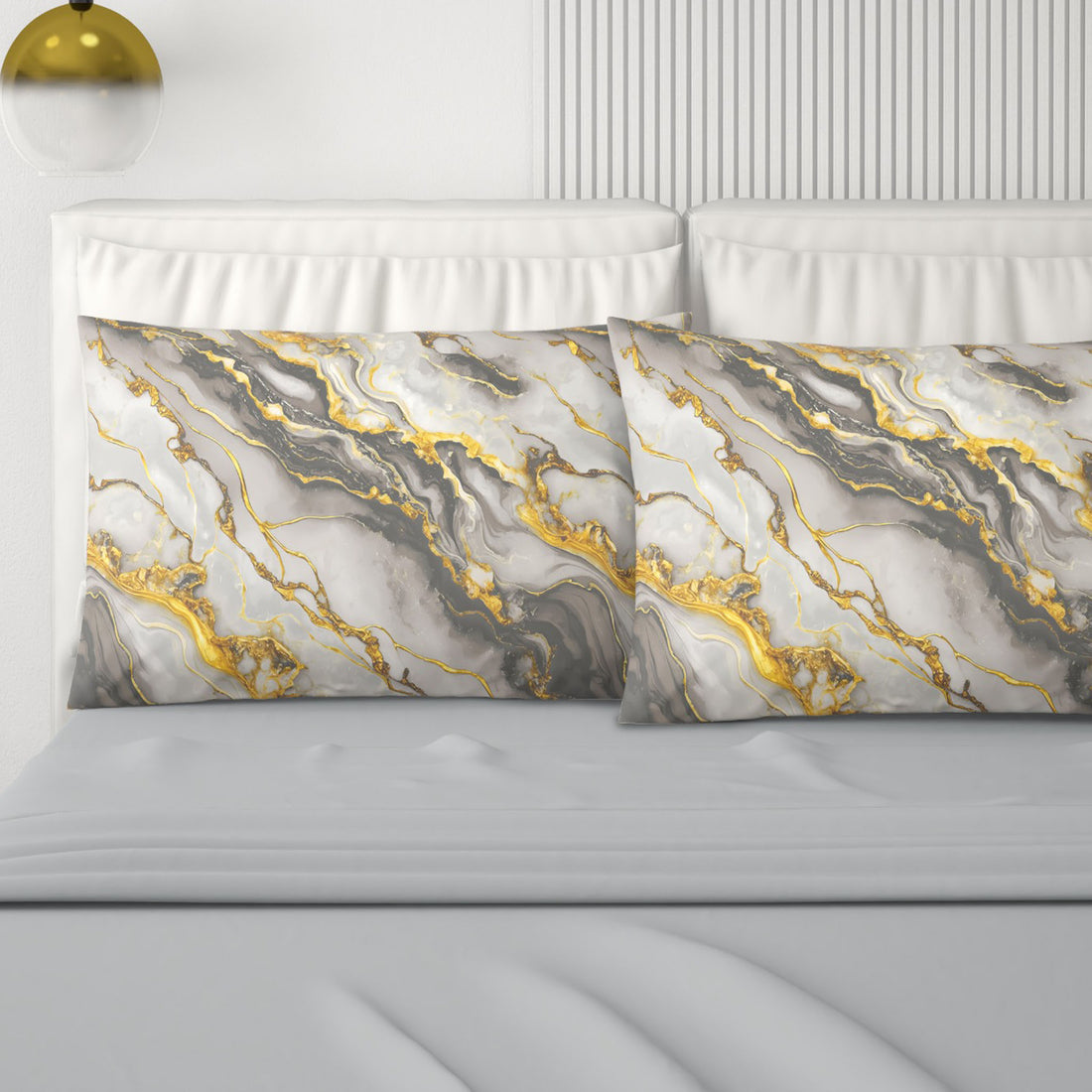 Completo letto matrimoniale digitale Marble 2 posti 100% cotone con 4 federe