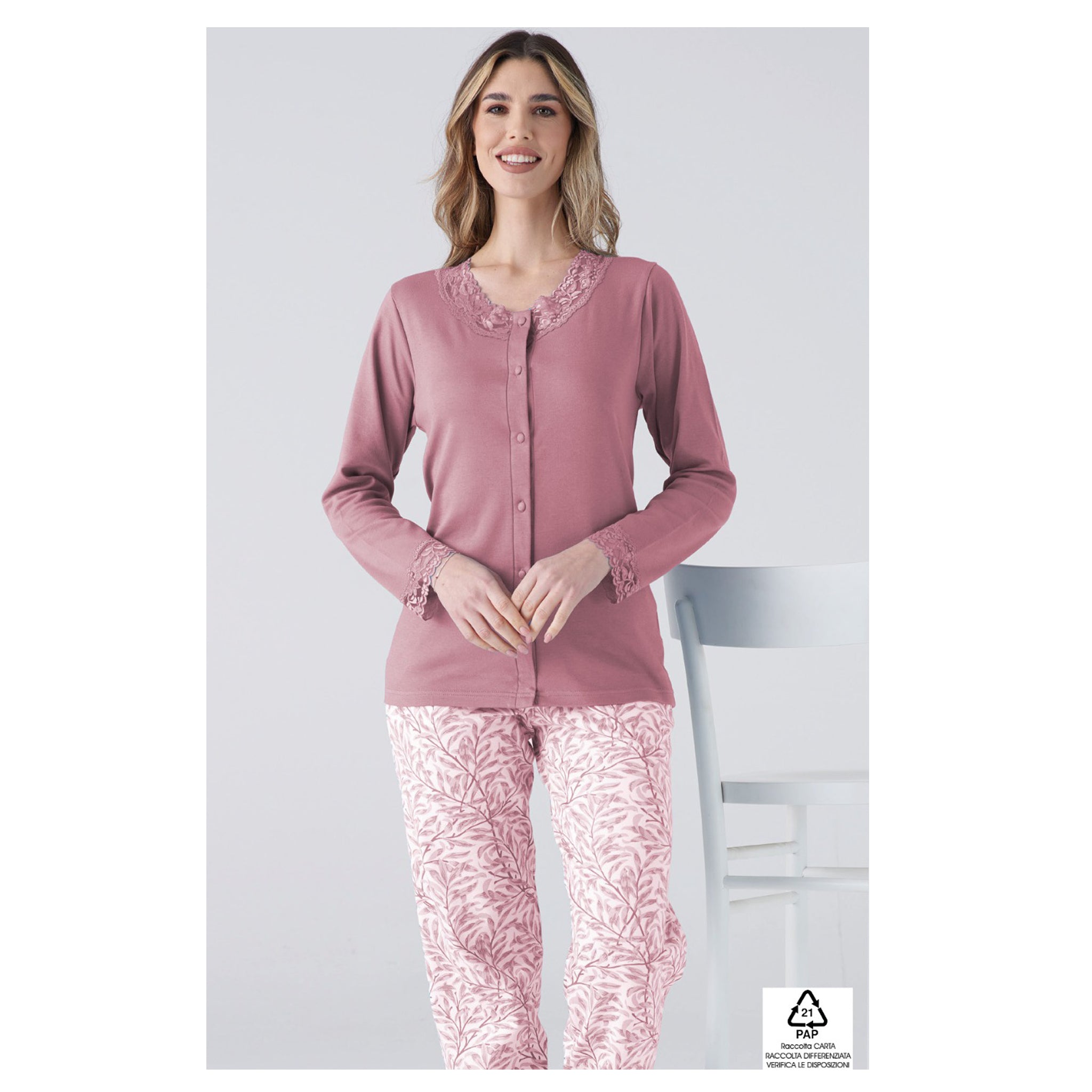 pigiama donna in caldo cotone a giacca