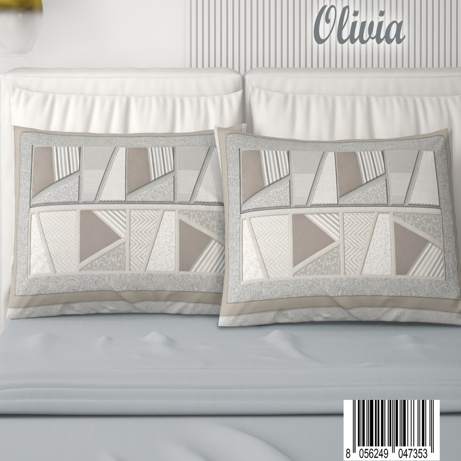 Completo letto matrimoniale digitale 2 posti 100% cotone Irge OLIVIA con 4 federe