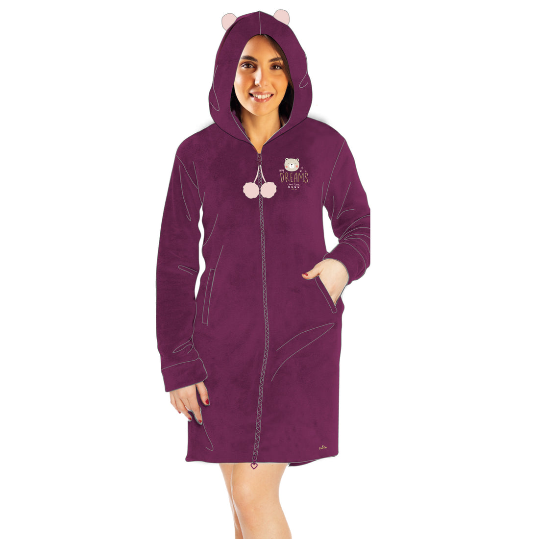 vestaglia full zip con capuccio