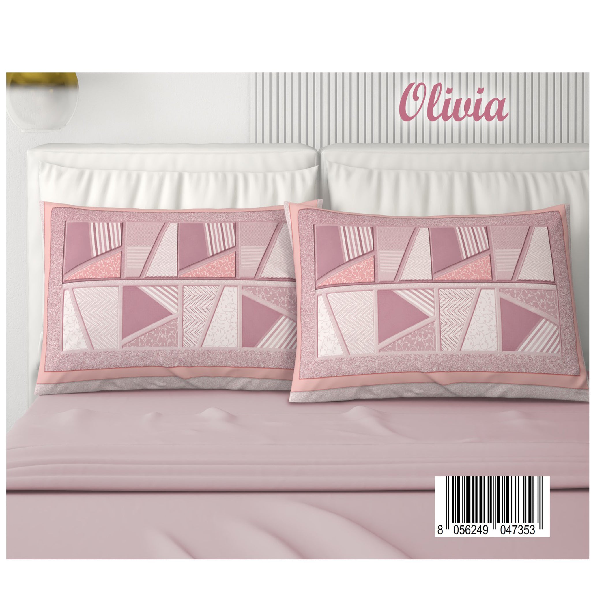 Completo letto matrimoniale digitale 2 posti 100% cotone Irge OLIVIA con 4 federe