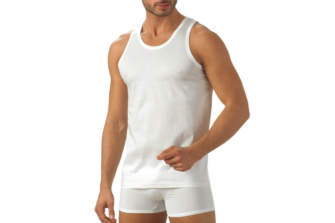 Lab200 Camiseta de tirantes de hombre con hombros anchos Brio lenceria 100% algodón