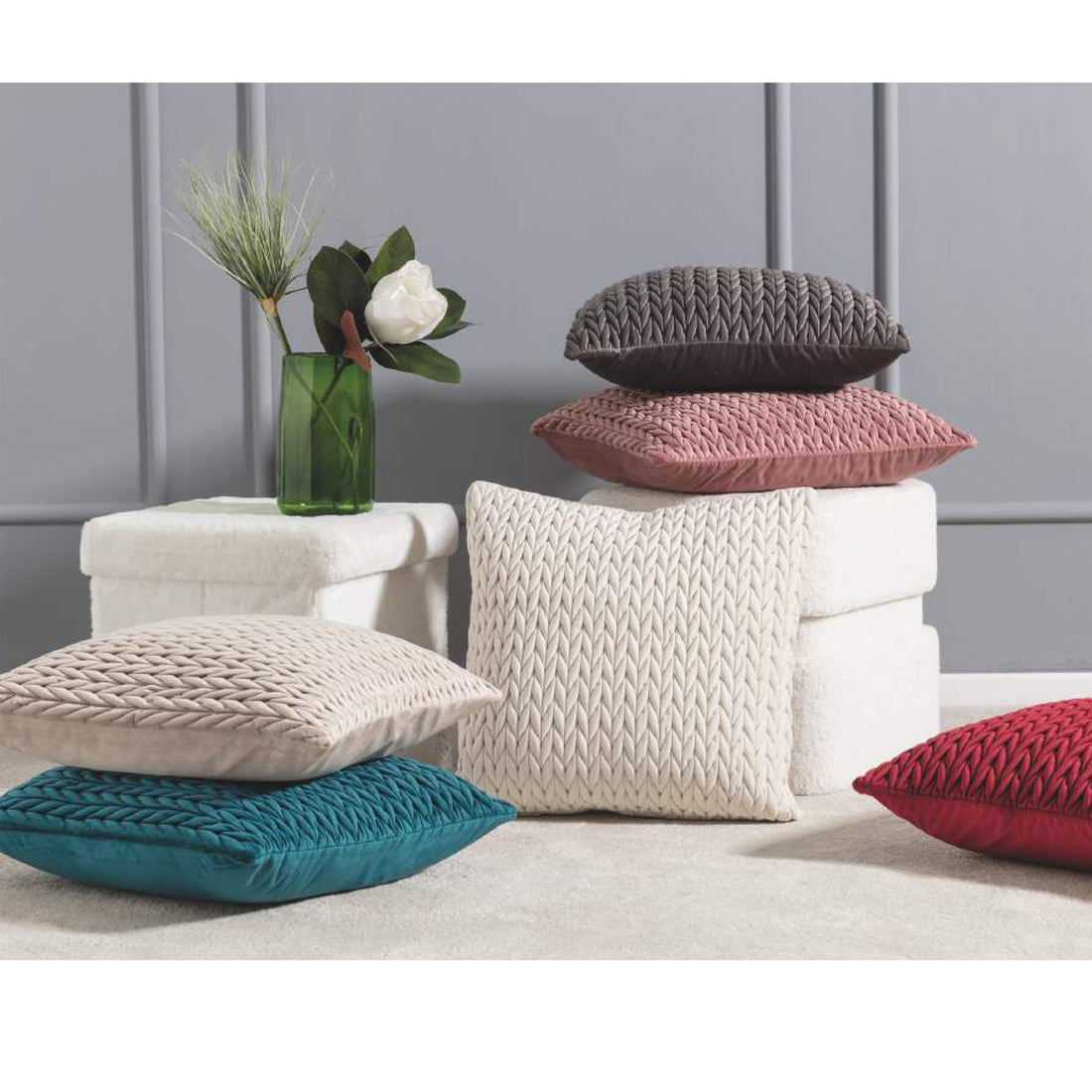 AH0094 Intreccio cuscino arredo in velluto 50x50 Linea Oro