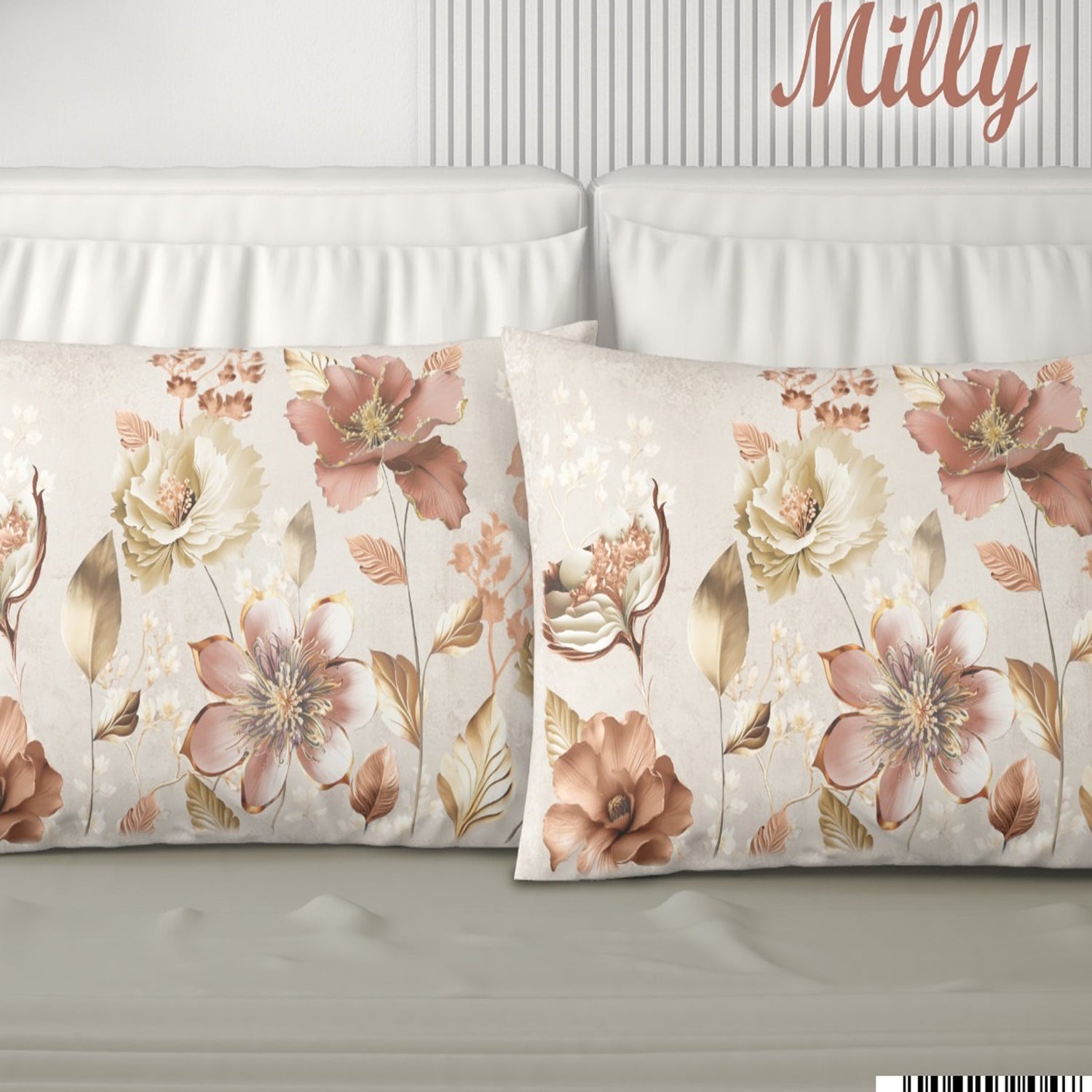 Completo letto matrimoniale digitale Milly 2 posti 100% cotone Irge con 4 federe