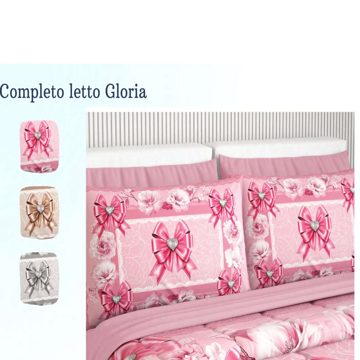 Completo letto matrimoniale digitale Gloria 100% cotone Irge