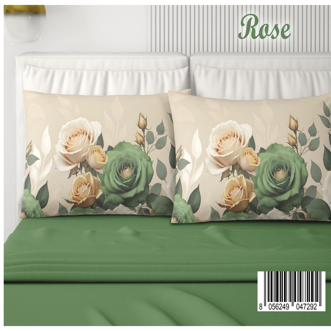 Completo letto matrimoniale digitale Rose 2 posti 100% cotone Irge 4 federe