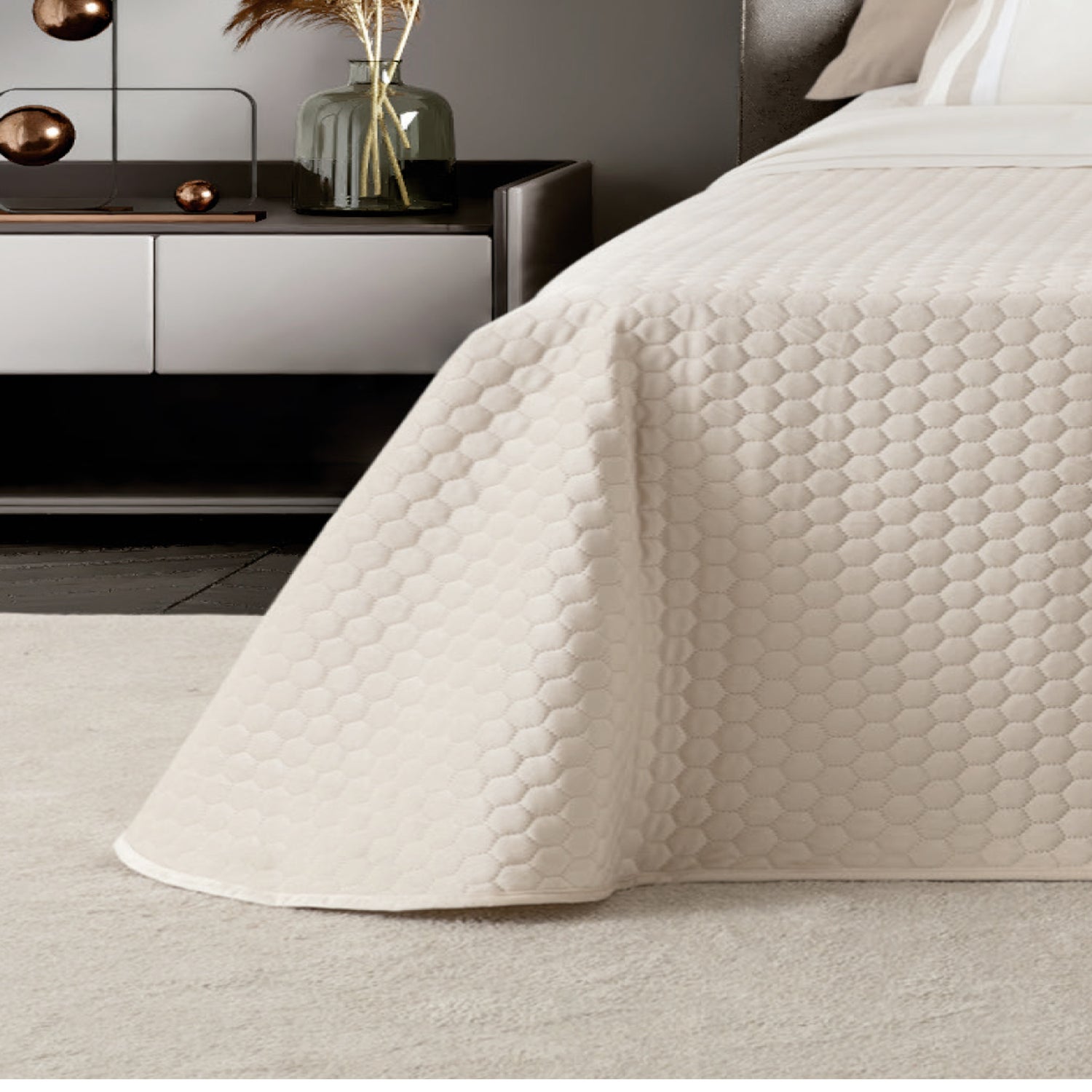 Trapuntino velluto matrimoniale exagon misura 260x260 120gsm Linea oro