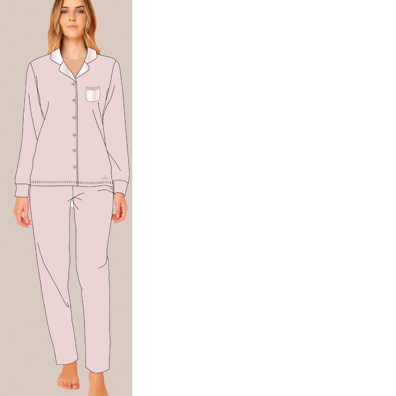 pigiama donna caldo cotone aperto avanti