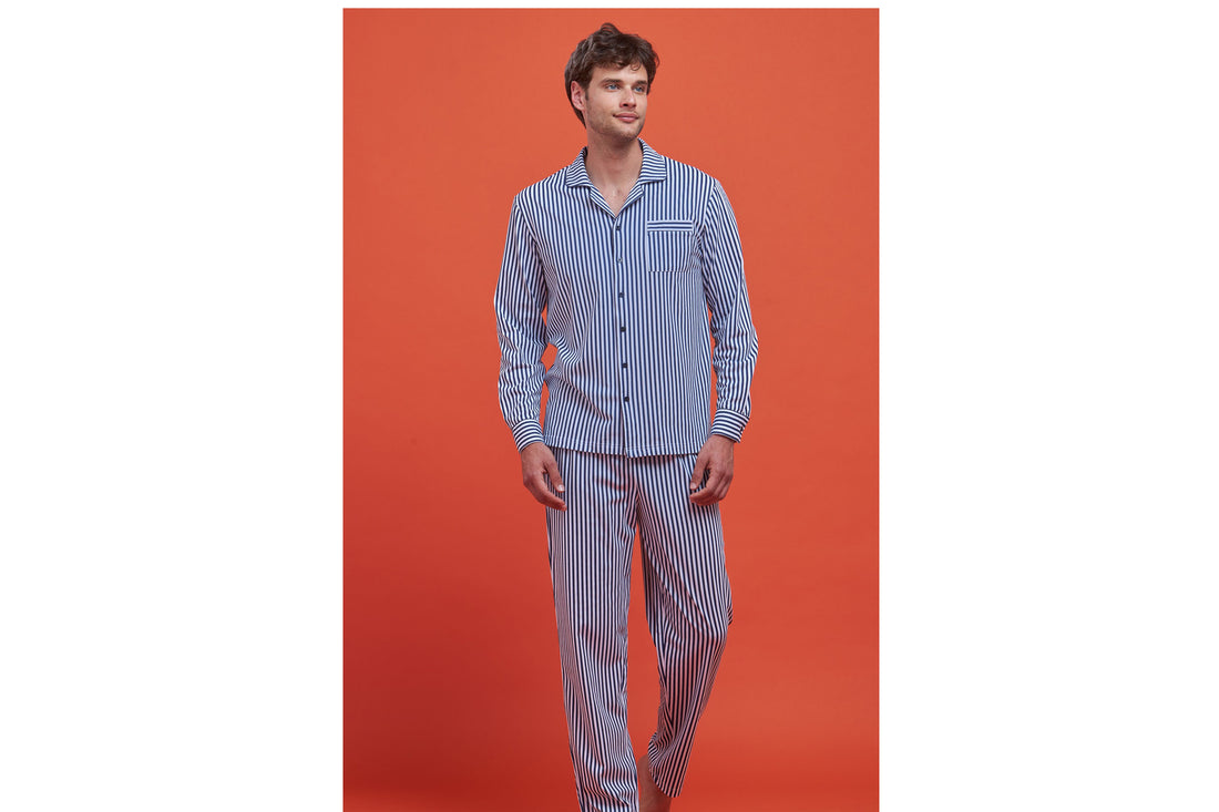 fc2449 pyjama homme coton manches longues pantalon long Nous la nuit