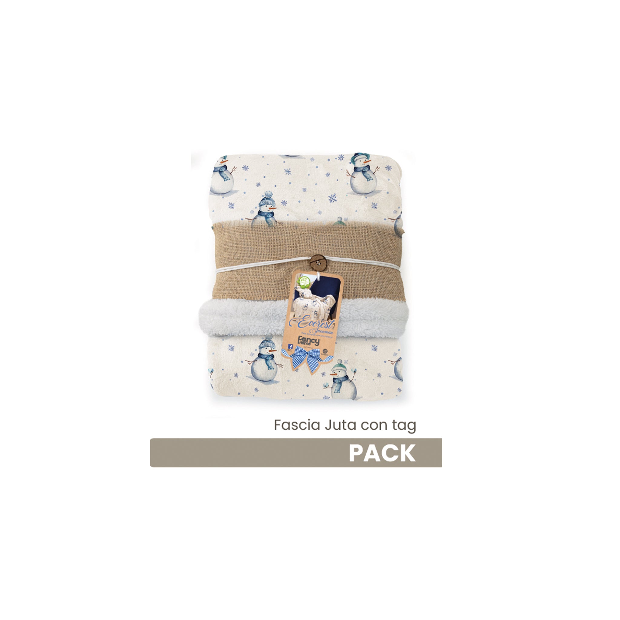 Plaid stampato con retro sherpa 200x230 Fancy Home everest modello Snowman