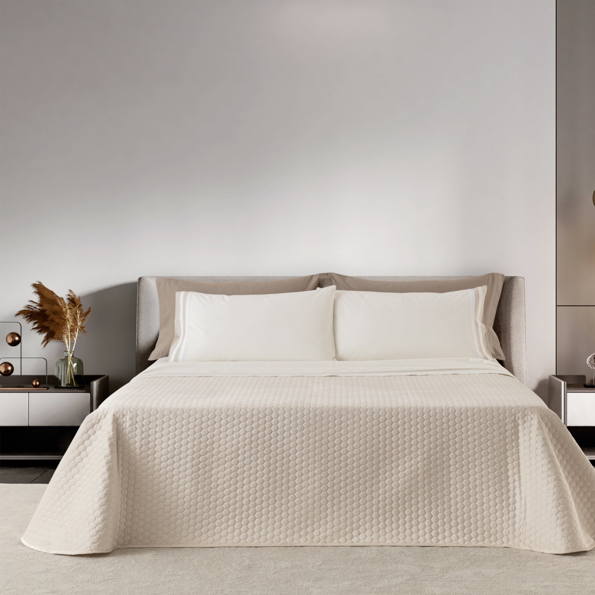 Trapuntino velluto matrimoniale exagon misura 260x260 120gsm Linea oro