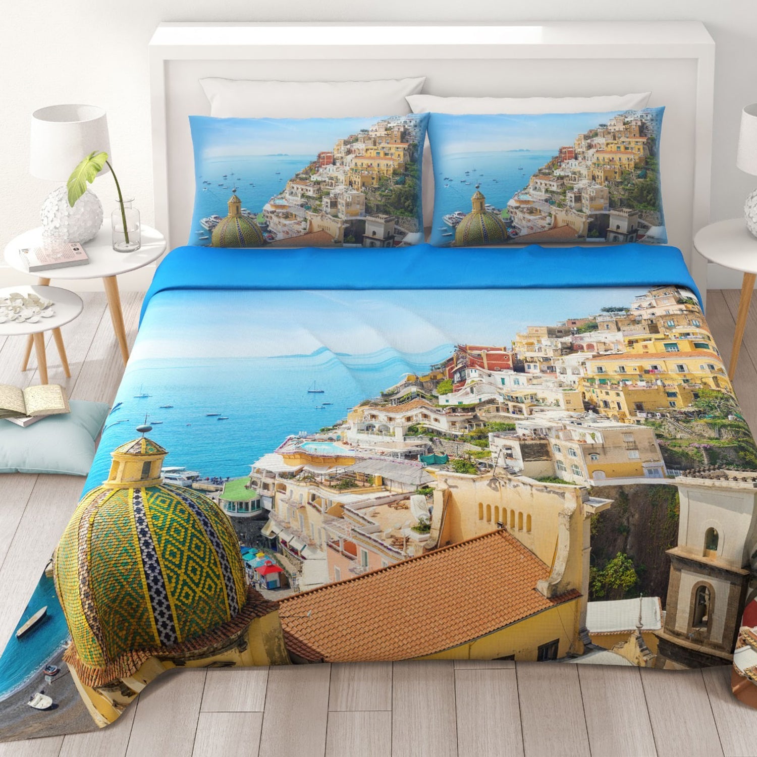 Positano Completo letto 2 posti digitale Irge con 4 federe cotone 100%