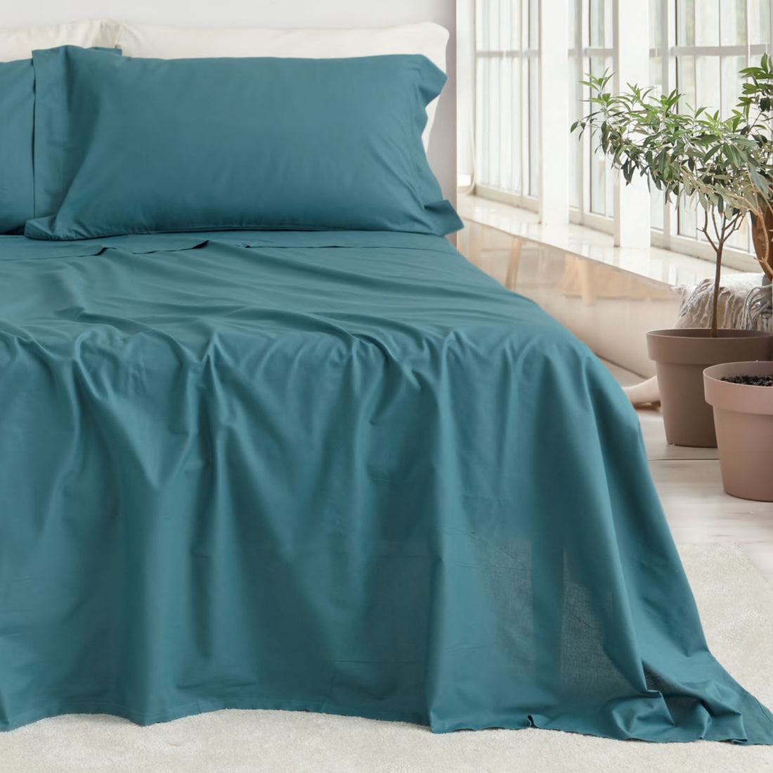 LN0628 Juego de cama doble Picasso color liso 100% algodón Línea Dorada