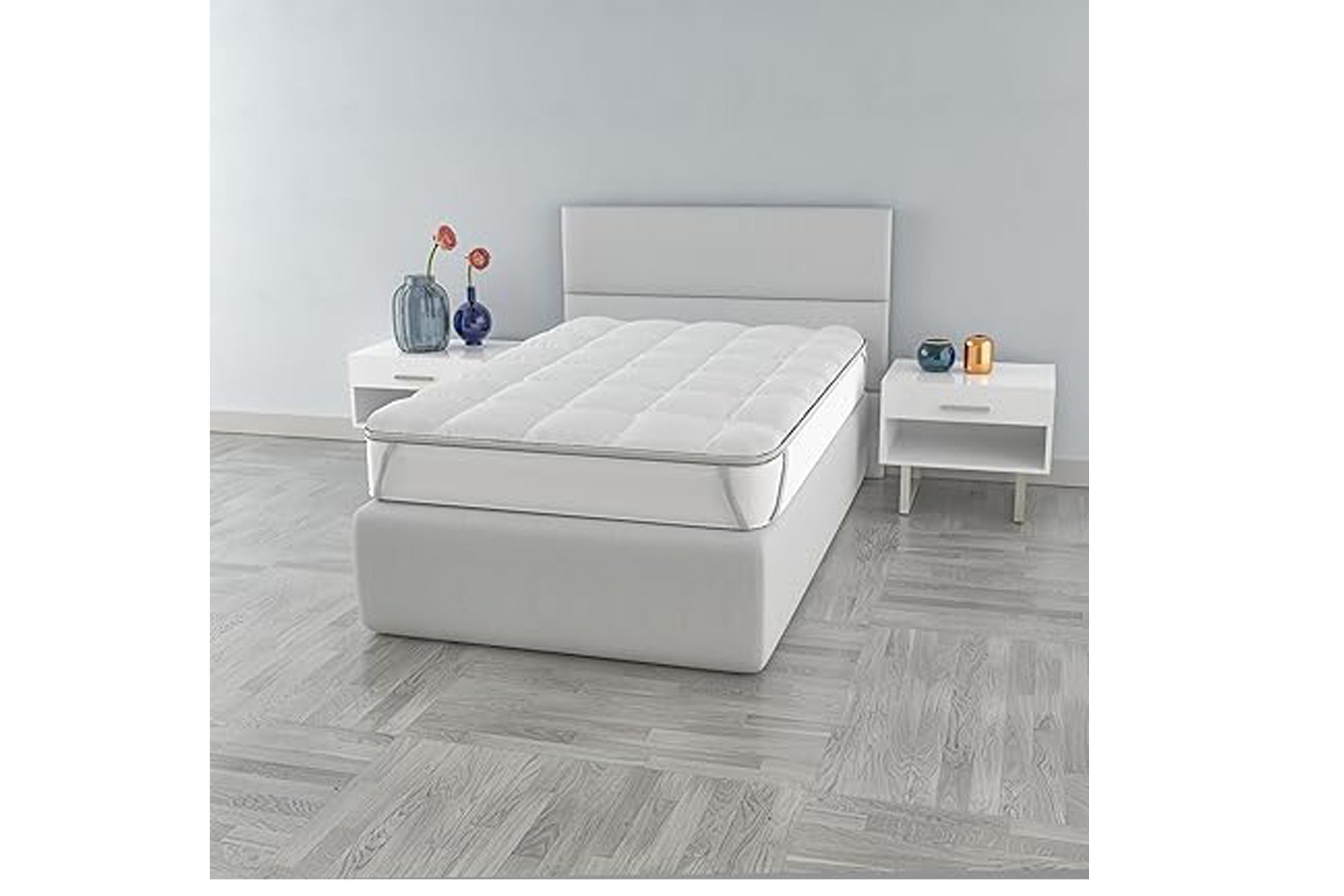 Topper de cama doble de 2 plazas en microfibra con elásticos fantasía home 160x195 acolchado