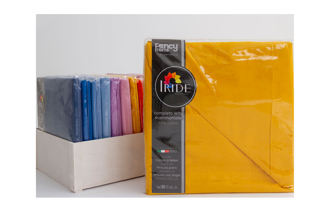 Iride 1P Completo letto singolo tinta unita 100% cotone Fancy Home