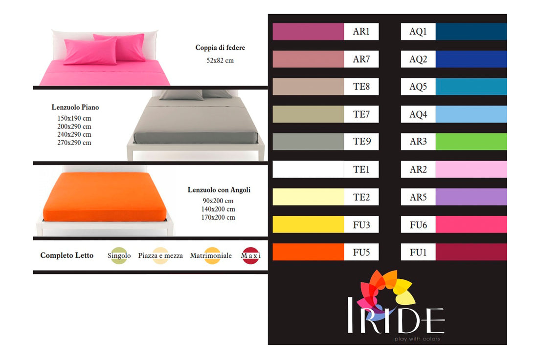Juego de cama de matrimonio Iride color liso 100% algodón Fancy Home