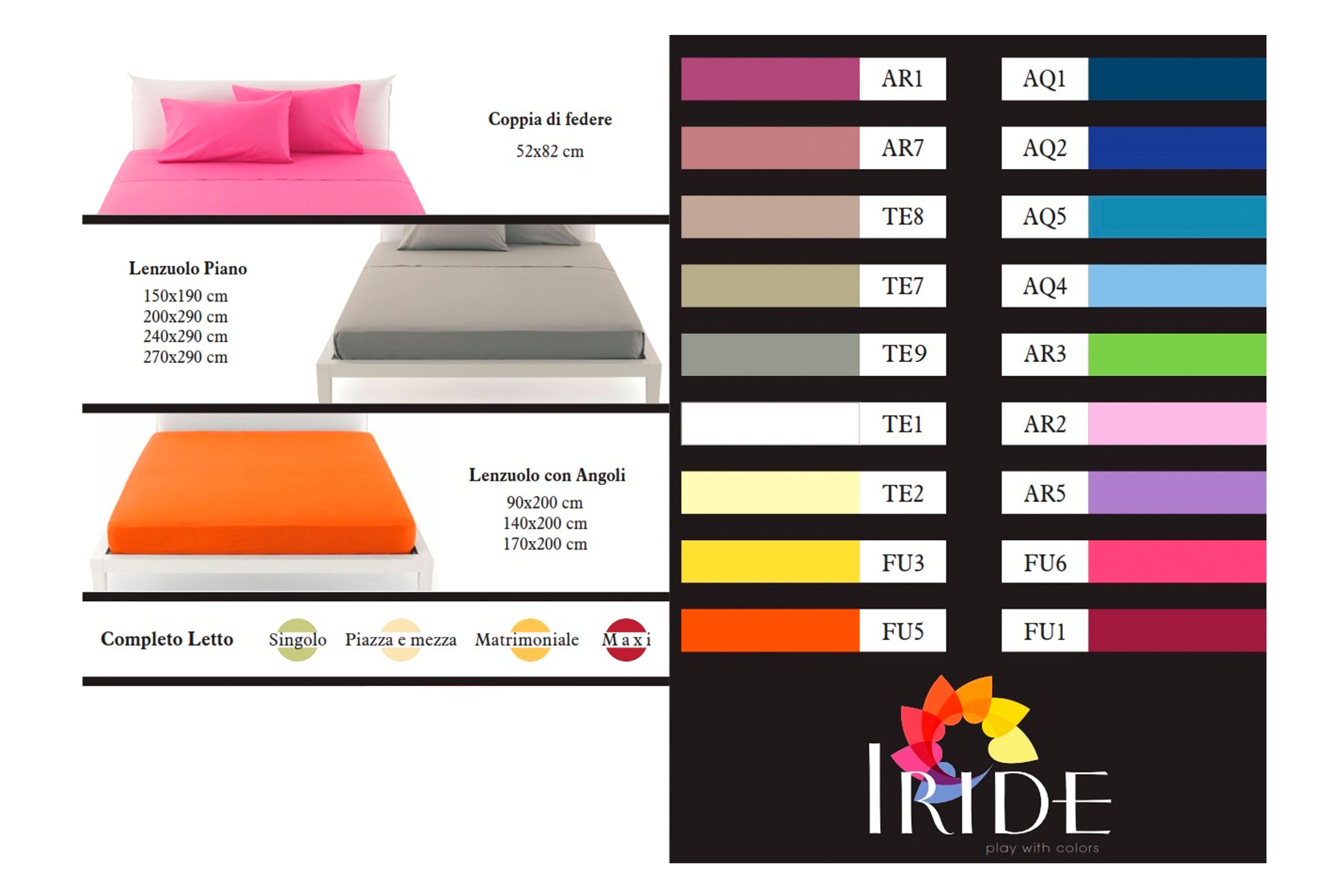 Iride 1P Completo letto singolo tinta unita 100% cotone Fancy Home