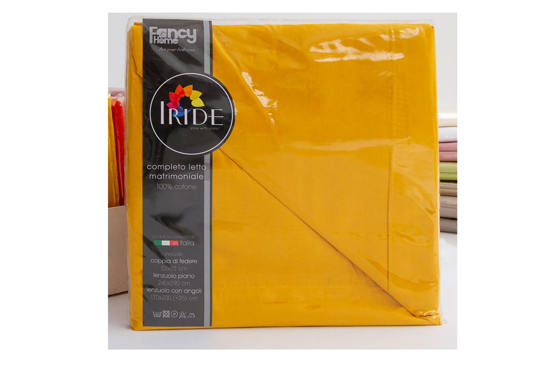 Iride 1P Completo letto singolo tinta unita 100% cotone Fancy Home